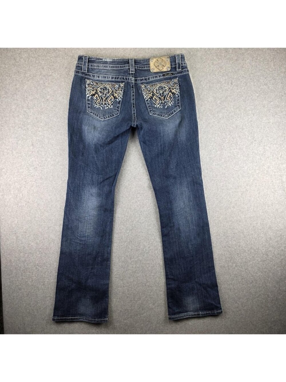 Miss Me Jeans Womens 33x34 Bootcut Medium Wash Embroidered Flap Pocket Stretch